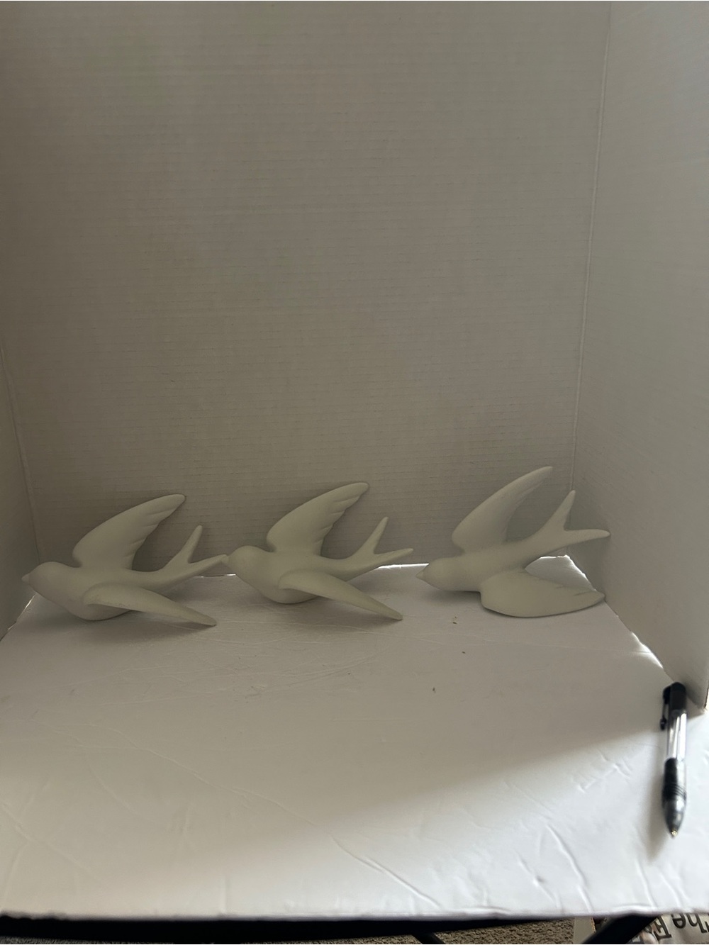 Source Unknown White Porcelain Swallow Wall Trio